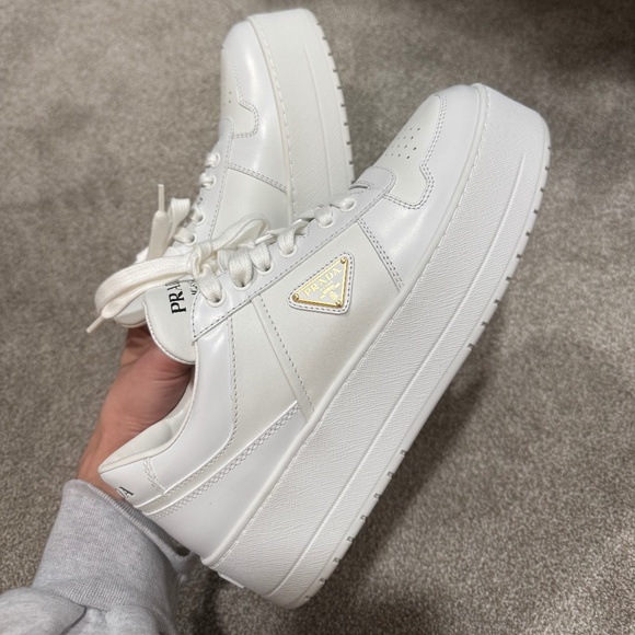 Prada "Downtown" low-top leather platform sneakers